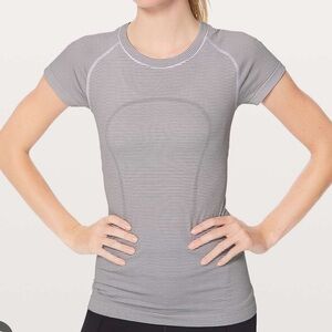 Lululemon Athletica Black and White Striped Tee